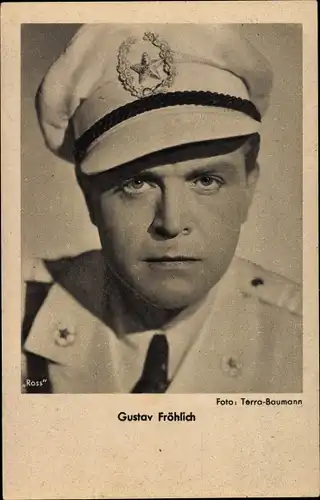 Ak Schauspieler Gustav Fröhlich, Portrait, Uniform, Schirmmütze
