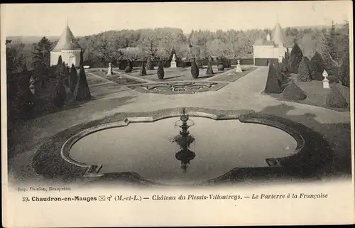 Ak Chaudron en Mauges Maine-et-Loire, Chateau du Plessis Villoutreys, La Parterre a la Francaise