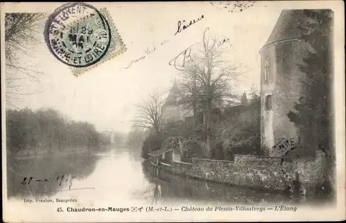 Ak Chaudron en Mauges Maine-et-Loire, Chateau du Plessis Villoutreys, L'Etang