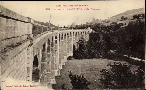 Ak Lanespède Hautes Pyrénées, Viaduc, Près Tournay, Eisenbahnviadukt