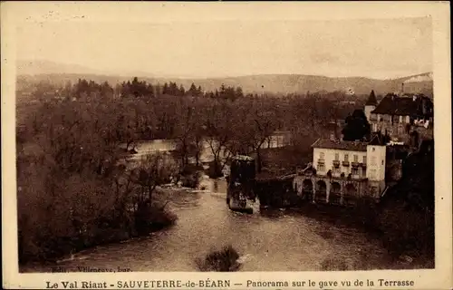 Ak Sauveterre de Béarn Pyrénées Atlantiquess, Panorama sur la gave vu de la Terrasse