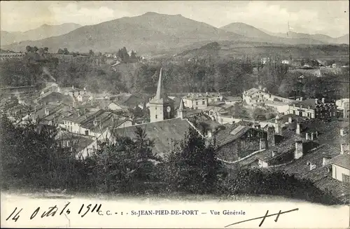 Ak Saint Jean Pied de Port Pyrénées Atlantiques, Vue Generale