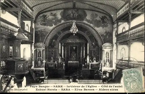 Ak Sare Pyrénées Atlantiques, Interieur de l'Eglise