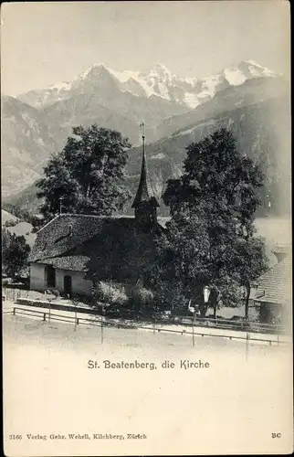 Ak Beatenberg Kanton Bern, Kirche, Gebirge