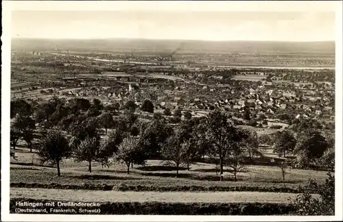 Ak Haltingen Weil am Rhein, Panorama, Dreiländerecke