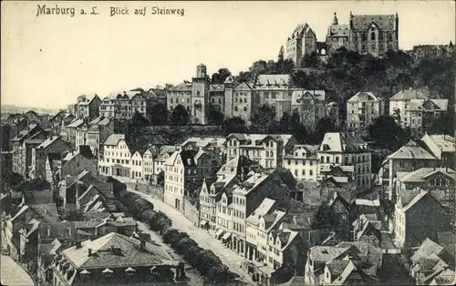 Ak Marburg an der Lahn, Blick auf Steinweg