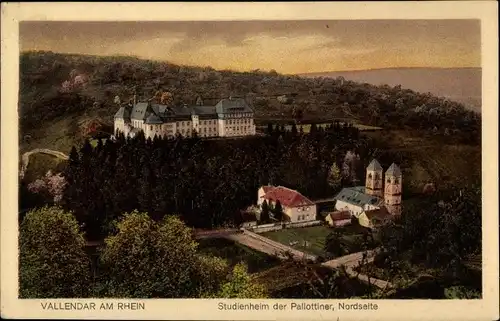 Ak Vallendar am Rhein, Studienheim d. Pallottiner, Nordseite, Vogelschau