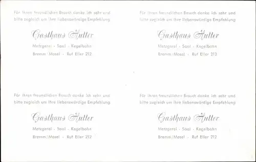 Ak Bremm an der Mosel, Gasthaus Hutter