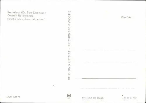 Ak Börgerende Rethwisch an der Ostsee, FDGB Erholungsheim Waterkant, Außenansicht