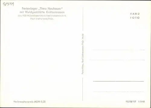 Ak Brotterode Trusetal in Thüringen, Ferienlager Theo Neubauer, Waldgaststätte Krätzersrasen