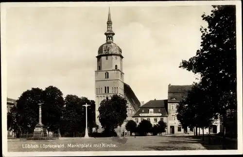 Ak Lübben im Spreewald, Marktplatz, Kirche, Konditorei Seidel