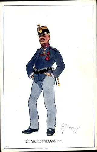 Künstler Ak Schönpflug, Fritz, Kuk Bataillonsinspektor, Portrait, BKWI 823-5