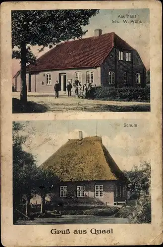 Ak Quaal Rohlstorf in Schleswig Holstein, Kaufhaus W. Prühs, Schule