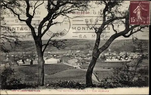 Ak Estagel Pyrénées Orientales, Gesamtansicht