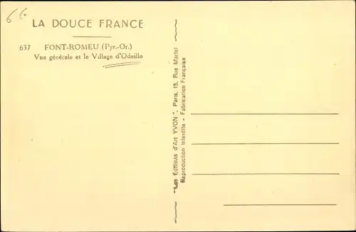 Ak Font Romeu Pyrénées Orientales, Vue générale, Village d'Odeillo