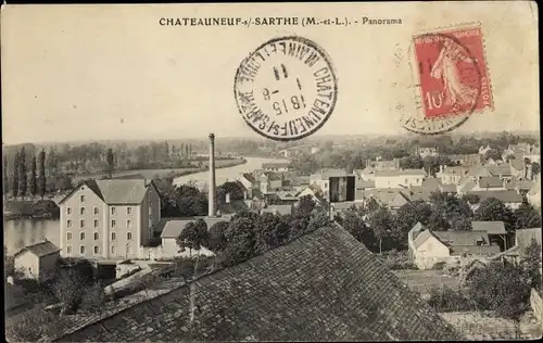 Ak Chateauneuf sur Sarthe Maine-et-Loire, Panorama