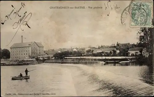 Ak Chateauneuf sur Sarthe Maine-et-Loire, Vue generale