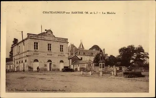 Ak Chateauneuf sur Sarthe Maine-et-Loire, La Mairie