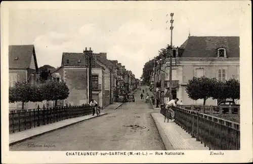 Ak Chateauneuf sur Sarthe Maine-et-Loire, Rue Nationale