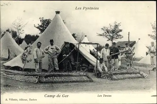 Ak Ger Pyrénées Atlantiques, Camp de Ger, Les Tentes