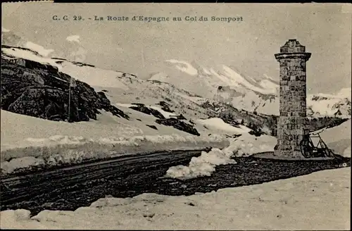 Ak Col du Somport Pyrénées Atlantiques, La Route d'Espagne