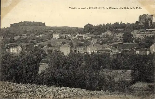 Ak Pouzauges Vendée, Le Chateau et le Bois de la Folie