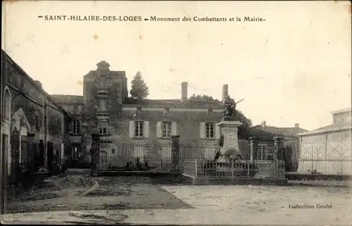 Ak Saint Hilaire des Loges Vendee, Monument des Combattants et la Mairie