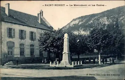 Ak Saint Benoît Ain, Le Monument et les Ecoles