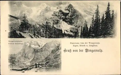 Ak Wengernalp Kanton Bern Schweiz, Hotel, Eiger, Mönch, Jungfrau