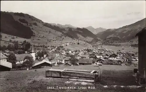 Ak Zweisimmen Kanton Bern, Totalansicht der Ortschaft