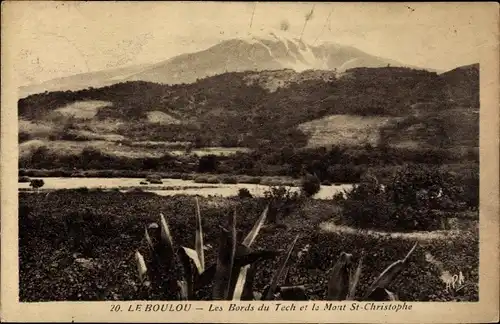 Ak Le Boulou Pyrénées Orientales, Les Bords du Tech et le Mont Saint Christophe