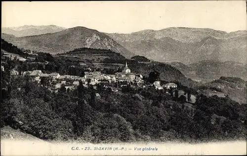 Ak Saint Savin Hautes-Pyrénées, Vue generale