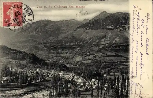 Ak Luz Hautes Pyrénées, Vue prise du Chateau Sainte Marie