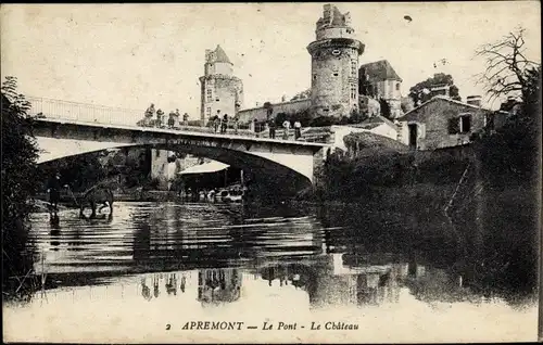 Ak Apremont Vendee, Le Pont, Le Chateau
