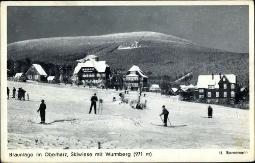 Ak Braunlage im Oberharz, Skiwiese, Wumberg, Schneelandschaft