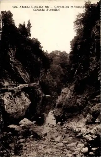 Ak Amelie les Bains Pyrénées Orientales, Gordes du Modoni, Cascade d'Annibal