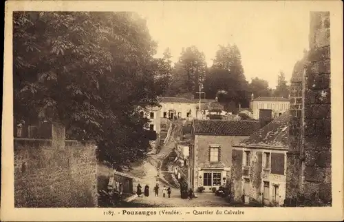 Ak Pouzauges Vendée, Quartier du Calvaire