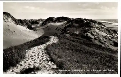 Ak Westerland auf Sylt, Blick aus den Dünen, Küstenlandschaft