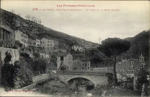 Ak Le Tech Pyrénées Orientales, Le Pont et la Rive Gauche