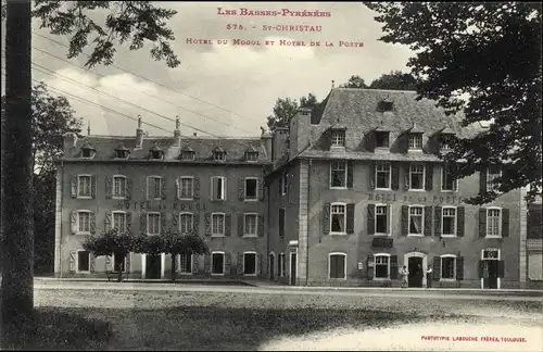 Ak Saint Christau Pyrénées Atlantiques, Hotel du Mogol et Hotel de la Poste