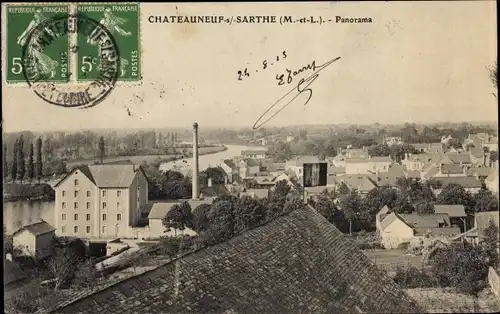 Ak Chateauneuf sur Sarthe Maine-et-Loire, Panorama
