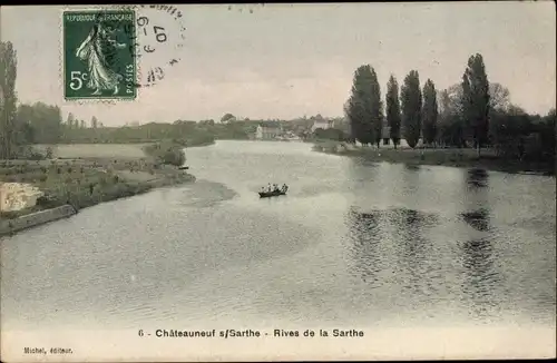 Ak Chateauneuf sur Sarthe Maine-et-Loire, Rives de la Sarthe