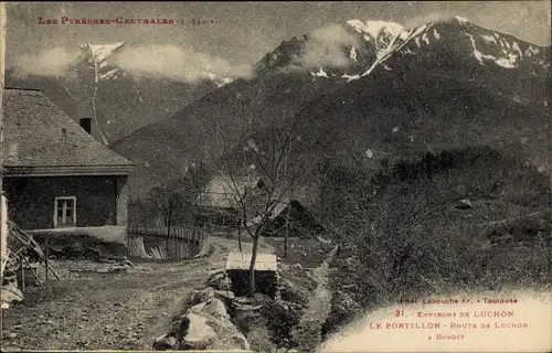 Ak Col du Portillon Haute Garonne, Route de Luchon a Bosost