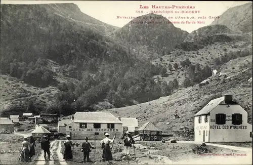 Ak Bagnères de Bigorre Hautes Pyrénées, Plateau de l'Artigue, Hotel des Pyrenées, Hotel des Cascades
