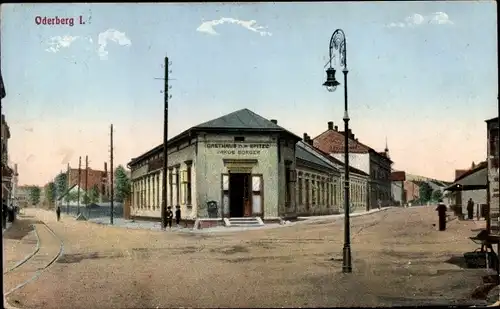 Ak Bohumin Oderberg Mährisch Schlesien, Straßenpartie, Gasthaus zur Spitze