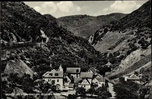 Ak Boppard Rhein Hunsrück Kreis, Hunsrückbahn, Boppard Kasellaun, Dampflok, Mühltal