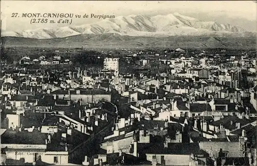 Ak Perpignan Pyrénées Orientales, Mont Canigou, Panorama vom Ort