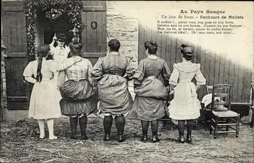 Ak Pyrénées Atlantiques, Au Pays Basque, Un jour de Noce, Concours de Mollets