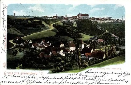Ak Rothenburg ob der Tauber Mittelfranken, Blick auf die Stadt mit Dettwang