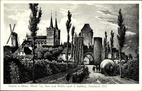 Künstler Ak Rohbock, L., Xanten, Klever Tor, St. Victoria Dom